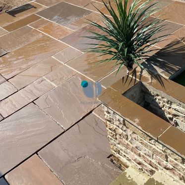 Autumn Brown Riven Sandstone Paving Slabs & Patio Pack