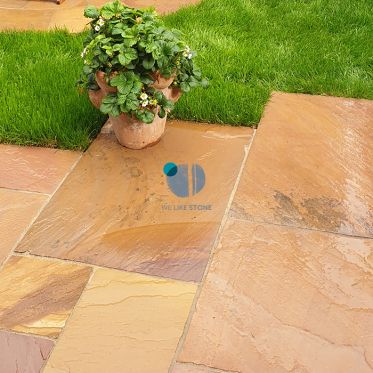 Golden Brown Riven Sandstone Paving Slabs & Patio Pack